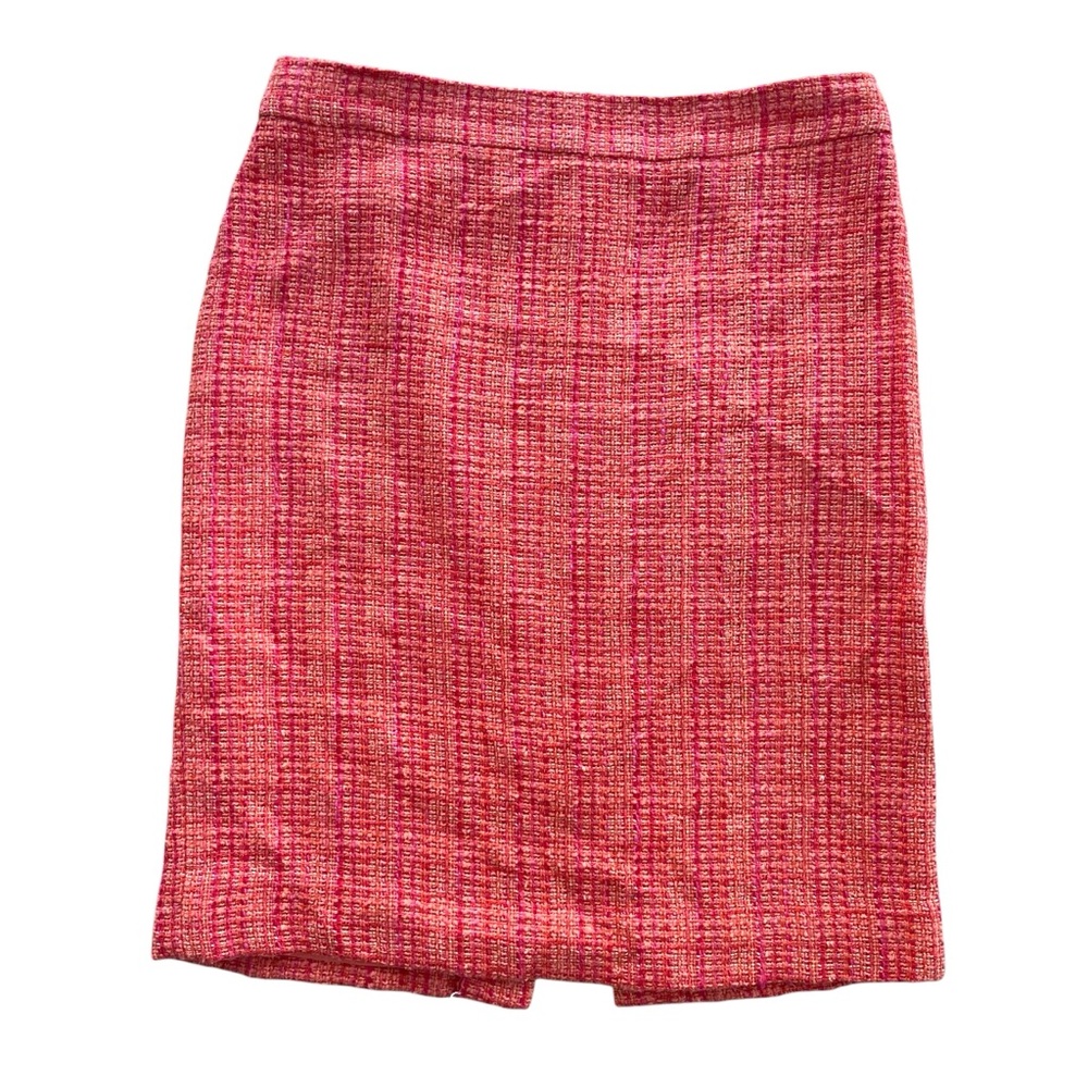 J.Crew Womens Sz 2 Pink Orange Woven Tweed No. 2 Pencil Skirt Style 79134 Preppy